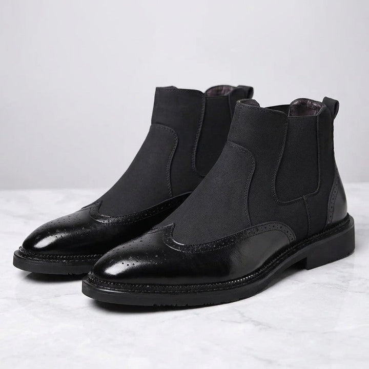 Women's Slip-On Knee High Boots in Suede in Black 1