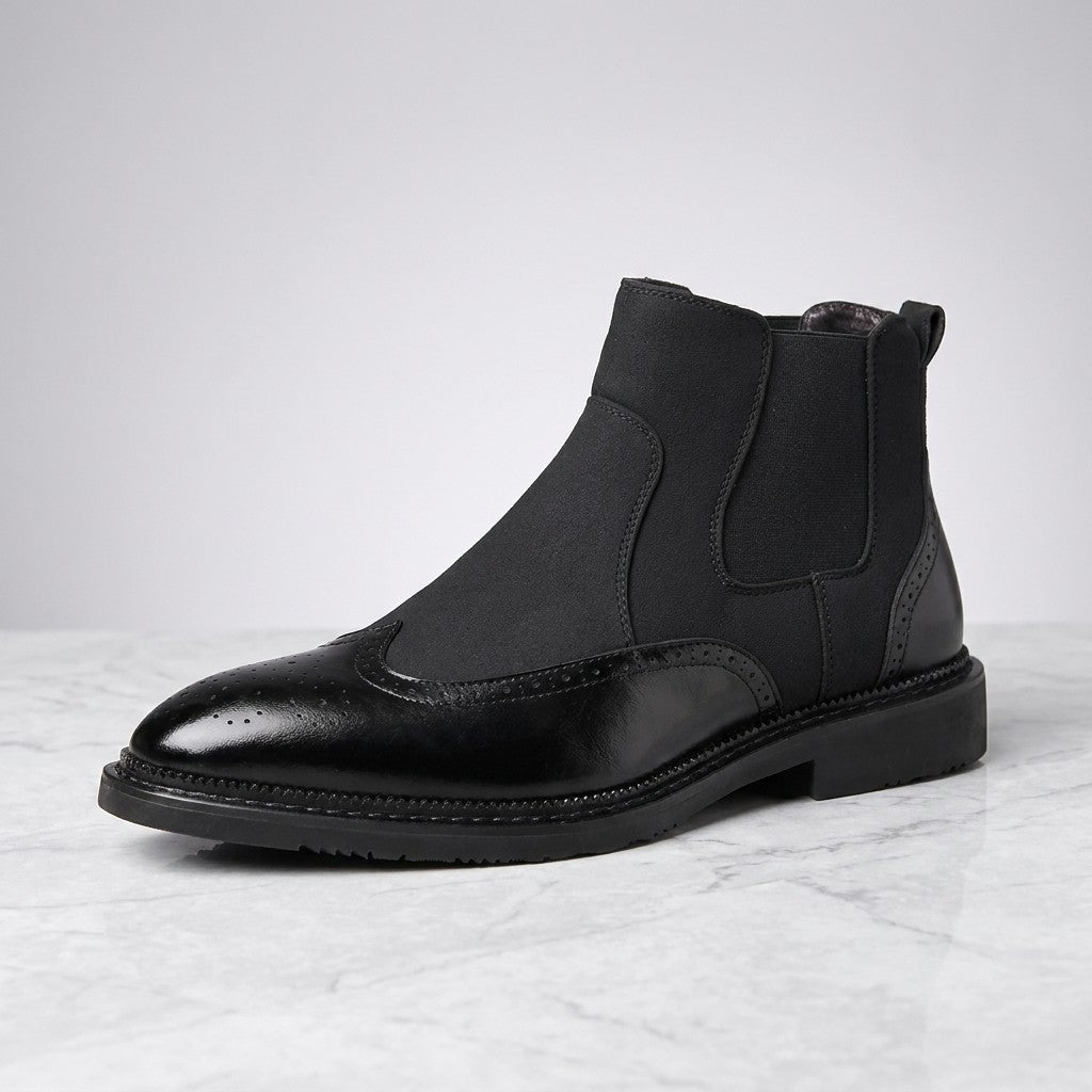 Women's Slip-On Knee High Boots in Suede in Black 2
