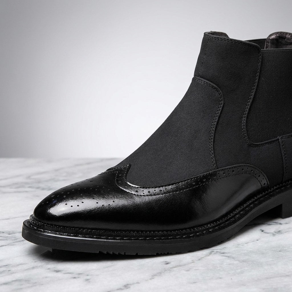 Women's Slip-On Knee High Boots in Suede in Black 3