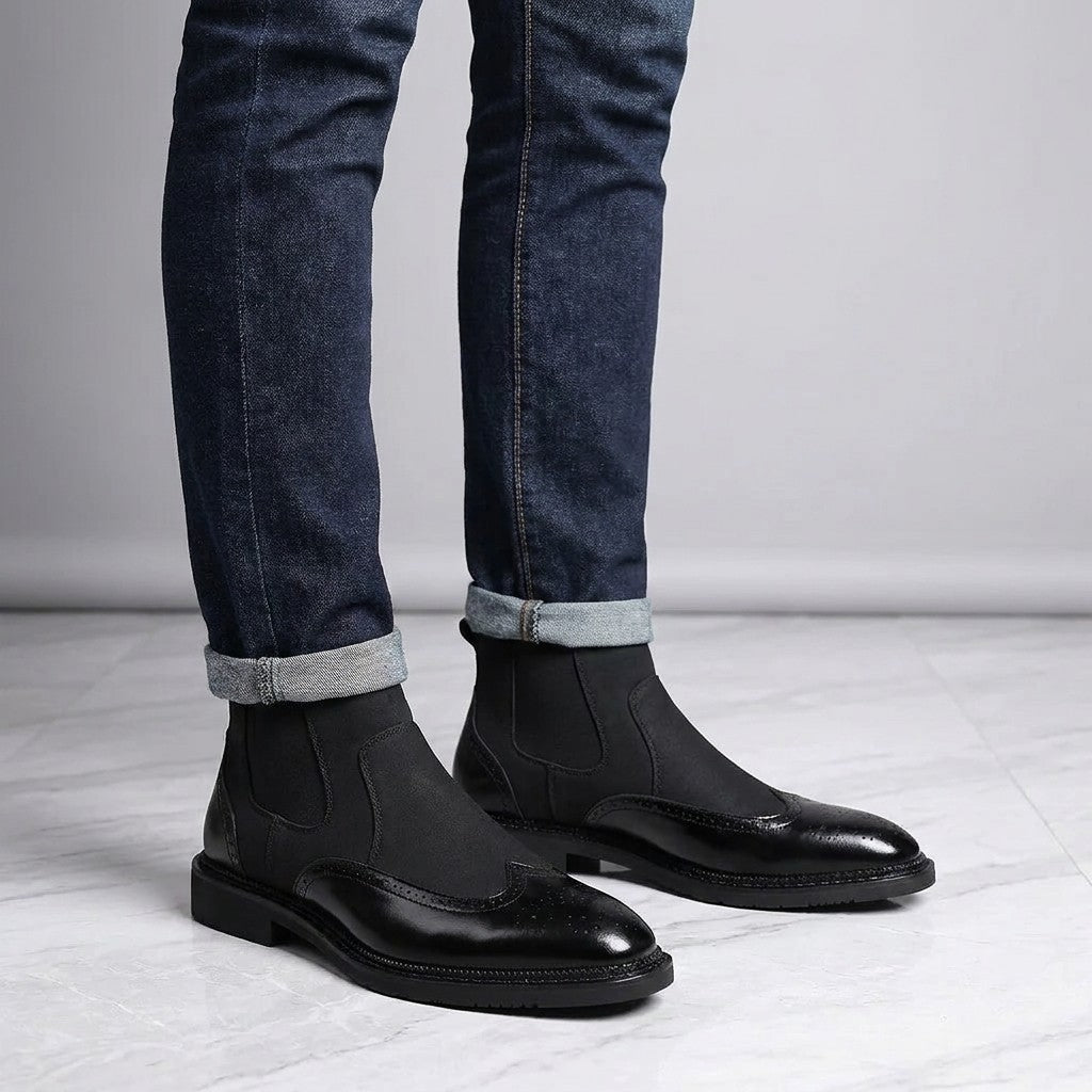 Women's Slip-On Knee High Boots in Suede in Black 4