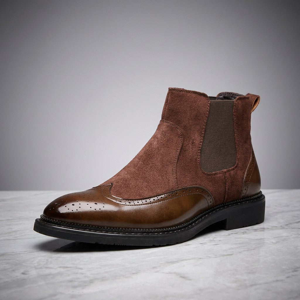 Women's Slip-On Knee High Boots in Suede in Brown 2