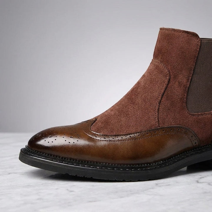 Women's Slip-On Knee High Boots in Suede in Brown 3