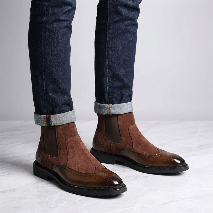 Women's Slip-On Knee High Boots in Suede in Brown 4