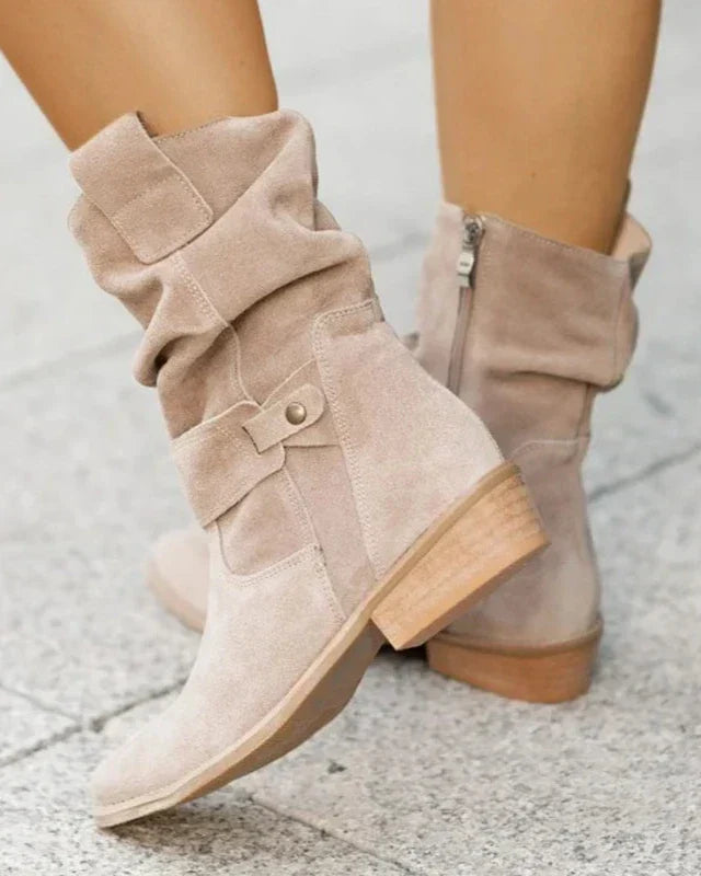 Women's Slouchy Knee High Boots in Apricot