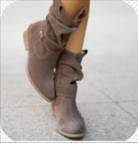 Women's Slouchy Knee High Boots in Grey
