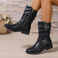 Beatrice | Women's Slouchy Knee-High Boots with Buckles