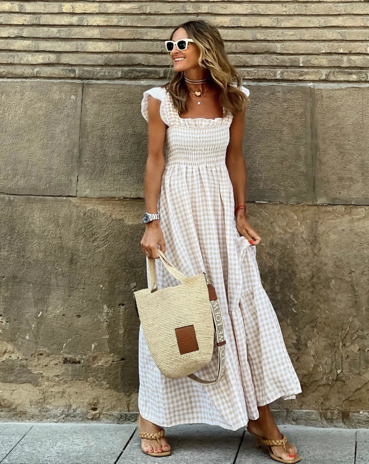 Women’s Smocked Casual Events Maxi w kolorze Beżowy