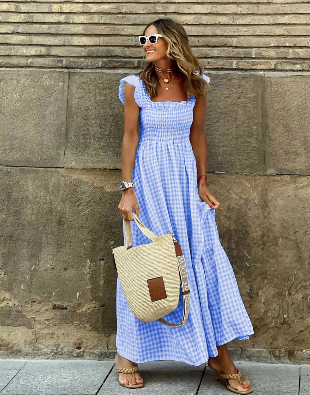 Women’s Smocked Casual Events Maxi w kolorze Niebieski