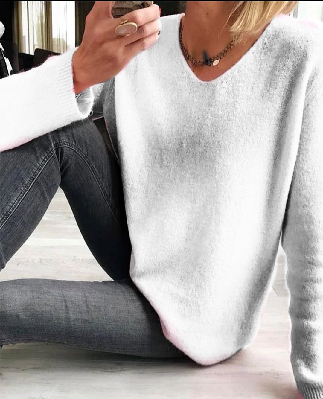 Women's Soft Cotton V-Neck Casual Sweater (10)