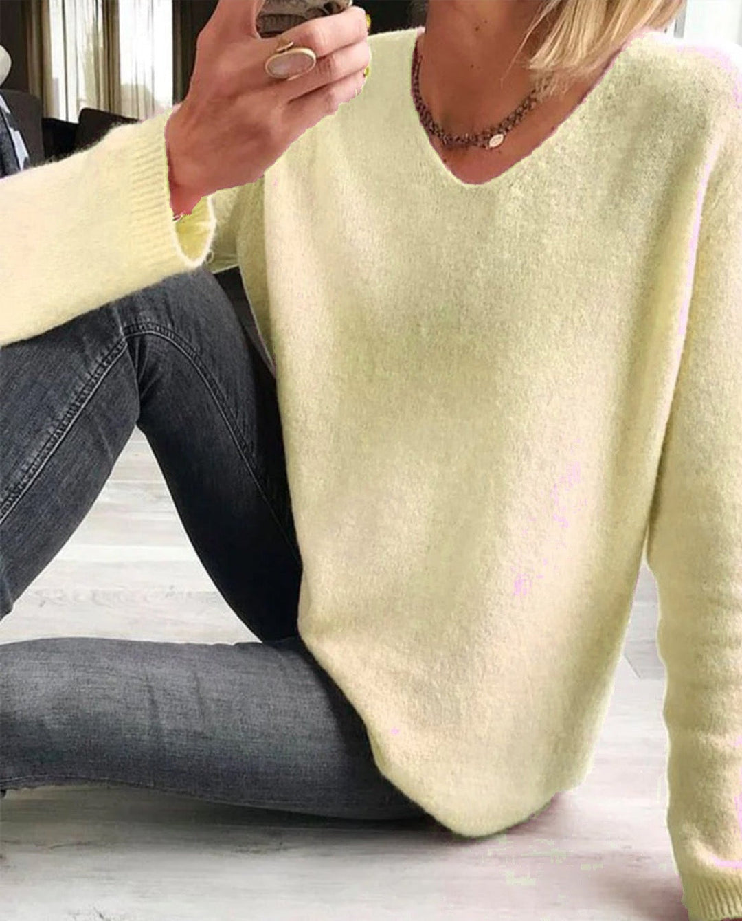 Women's Soft Cotton V-Neck Casual Sweater (12)