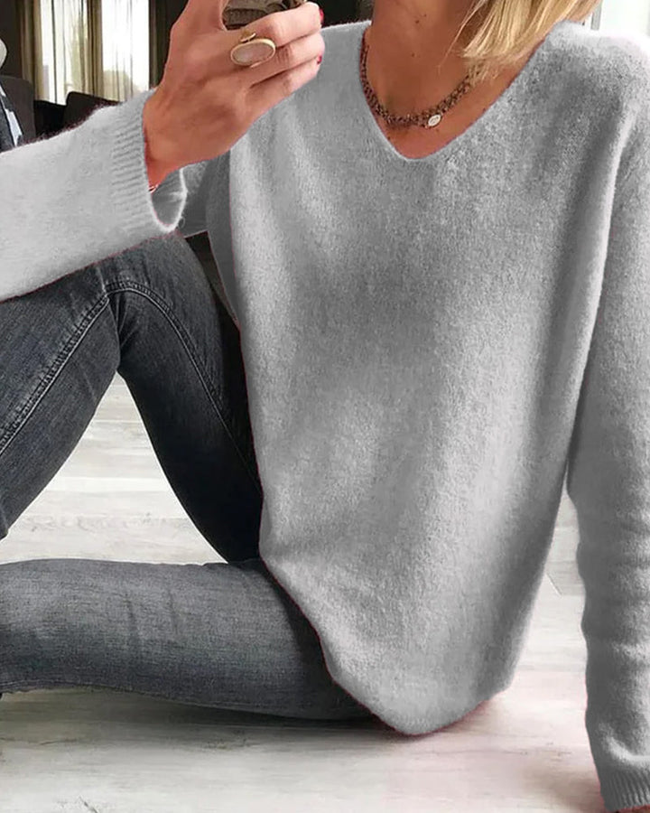 Women's Soft Cotton V-Neck Casual Sweater (4)