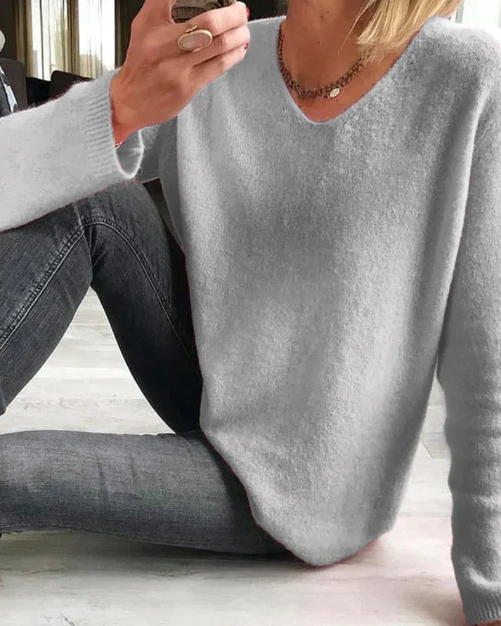 Women's Soft Cotton V-Neck Casual Sweater (6)