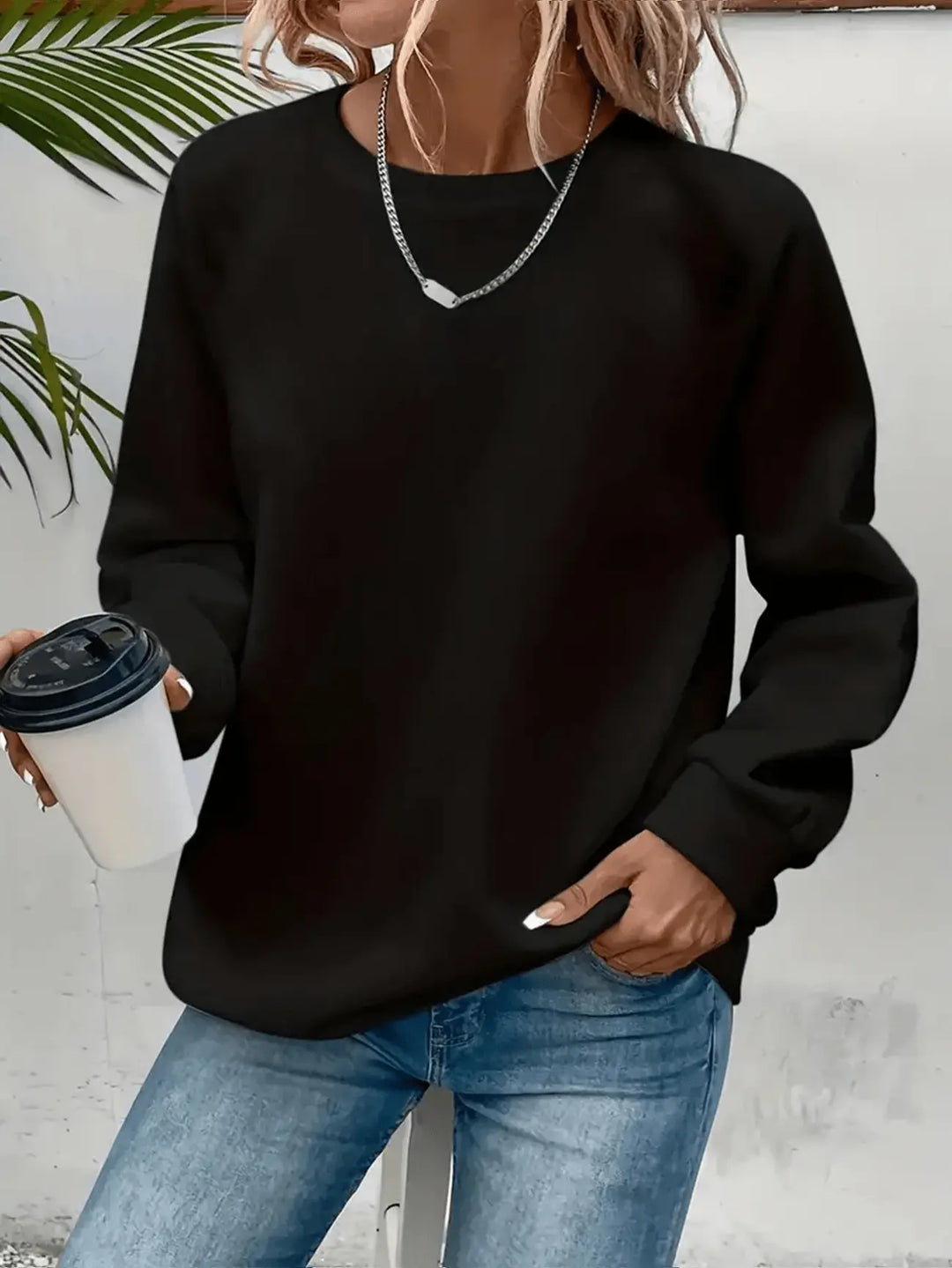 Women's Soft Flattering Everyday Sweatshirt in Black