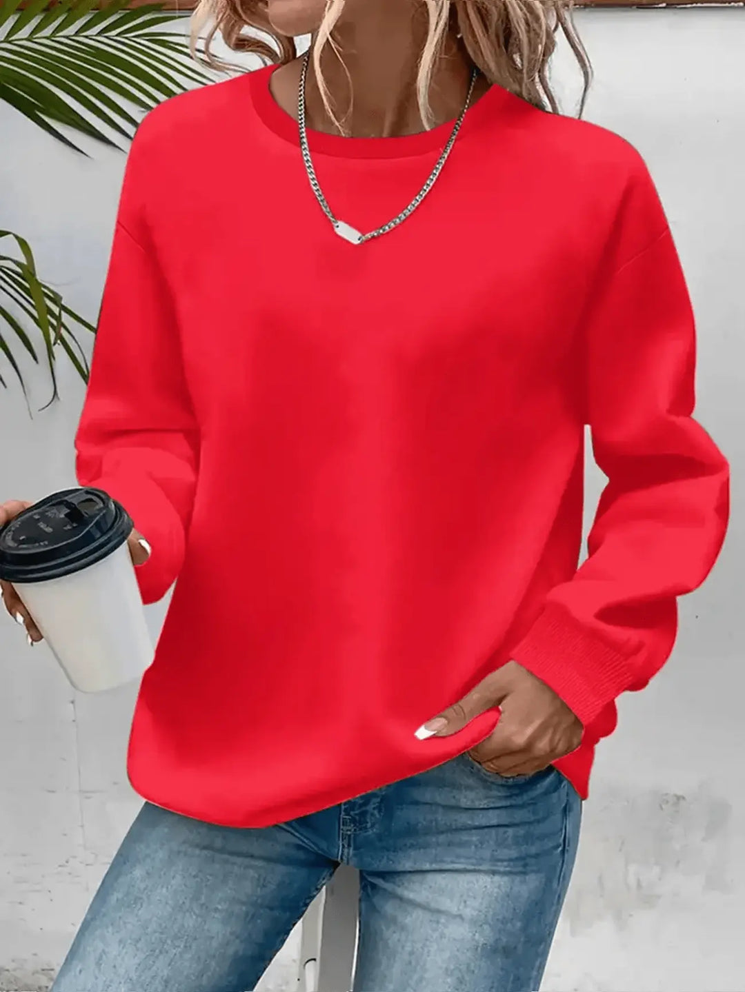 Women's Soft Flattering Everyday Sweatshirt in Red