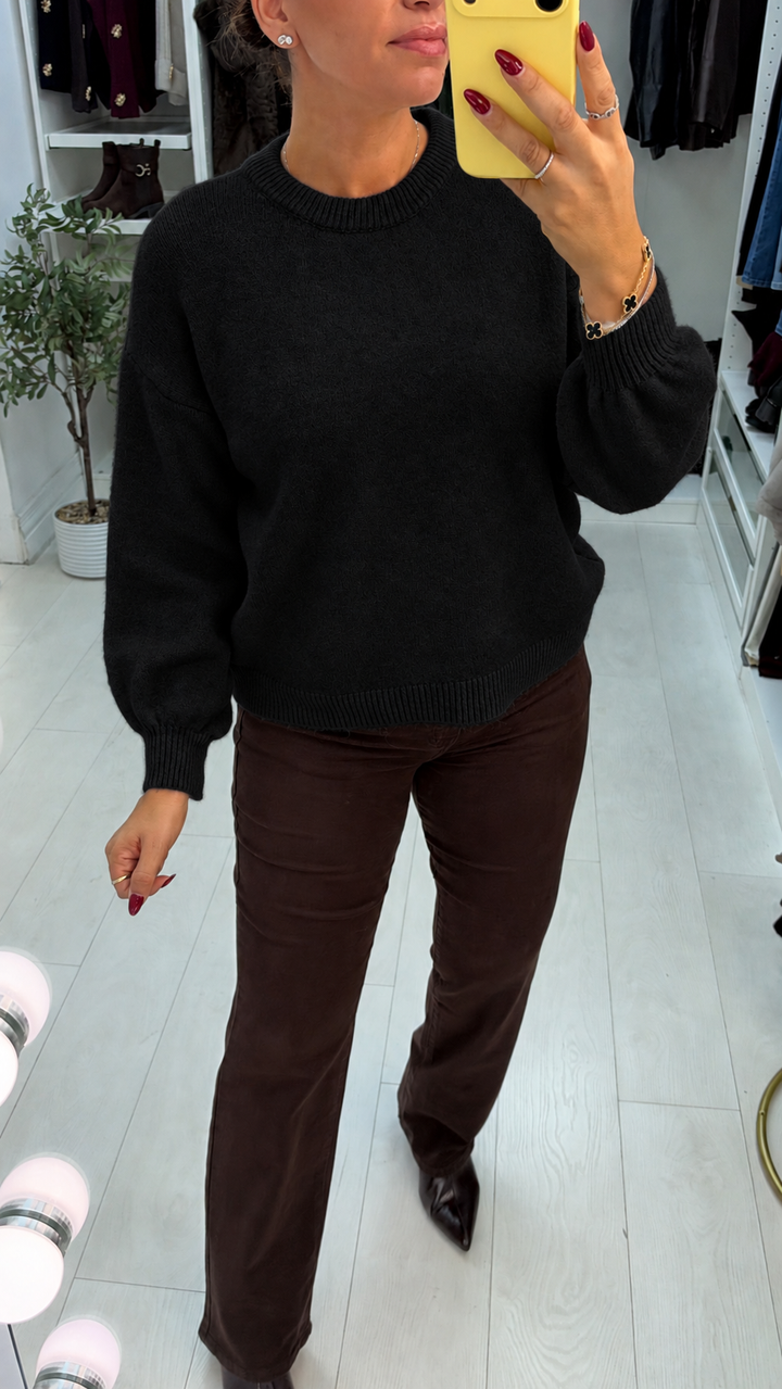 Women's Soft Knit Jumper Dress in Black