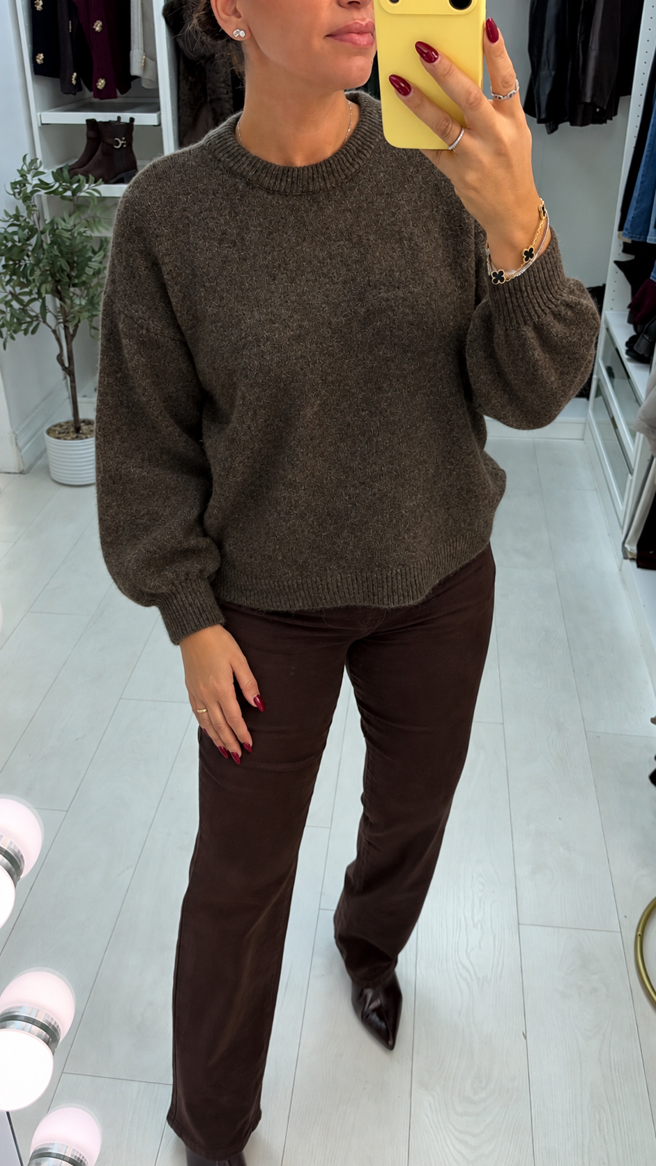 Women's Soft Knit Jumper Dress in Chocolate