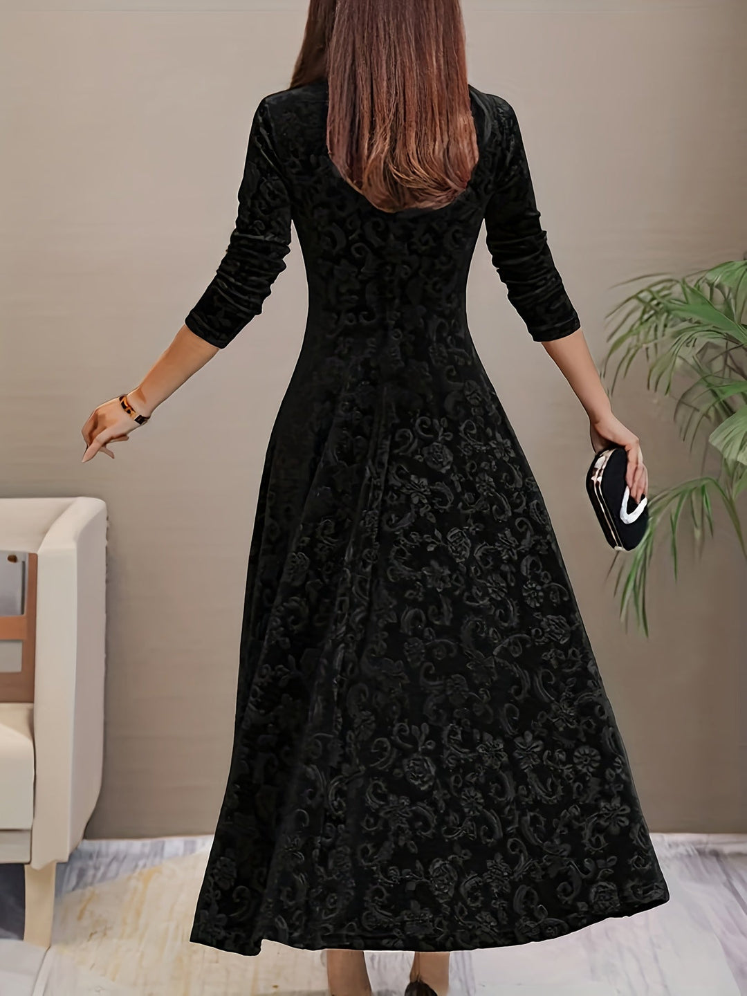 Women's Soft Midi Dress for Evening Wear in Black