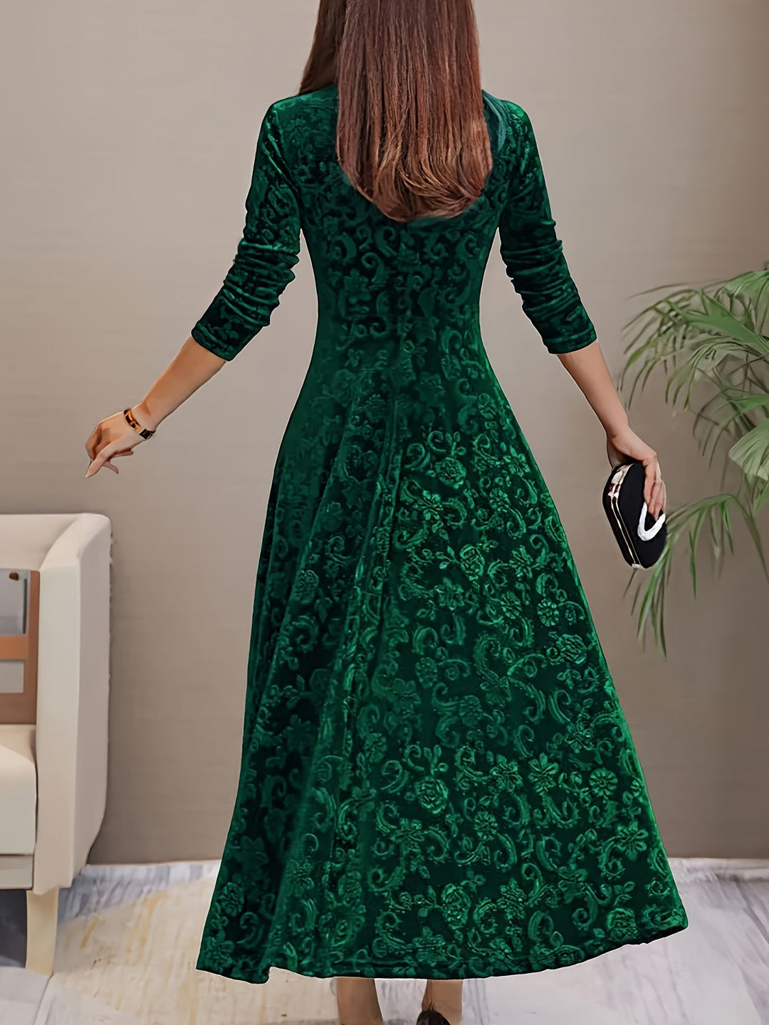 Women's Soft Midi Dress for Evening Wear in Dark Green