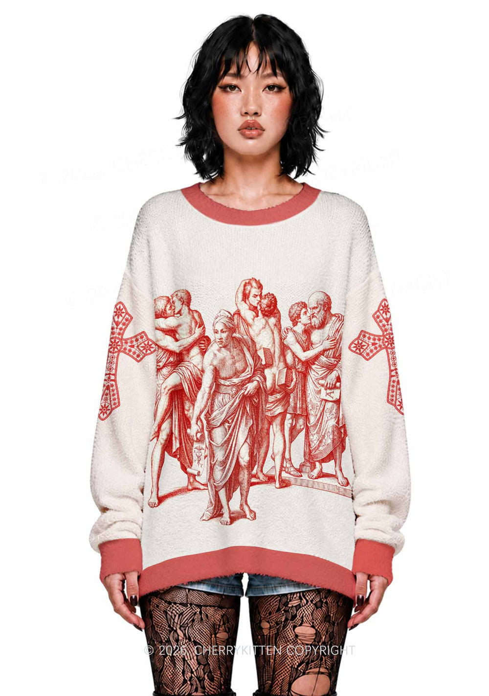 Women's Soft White Knit Jumper Dress (2)