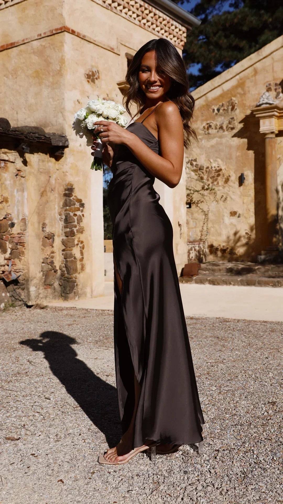 Women’s Spring Satin Slip Maxi w kolorze Espresso