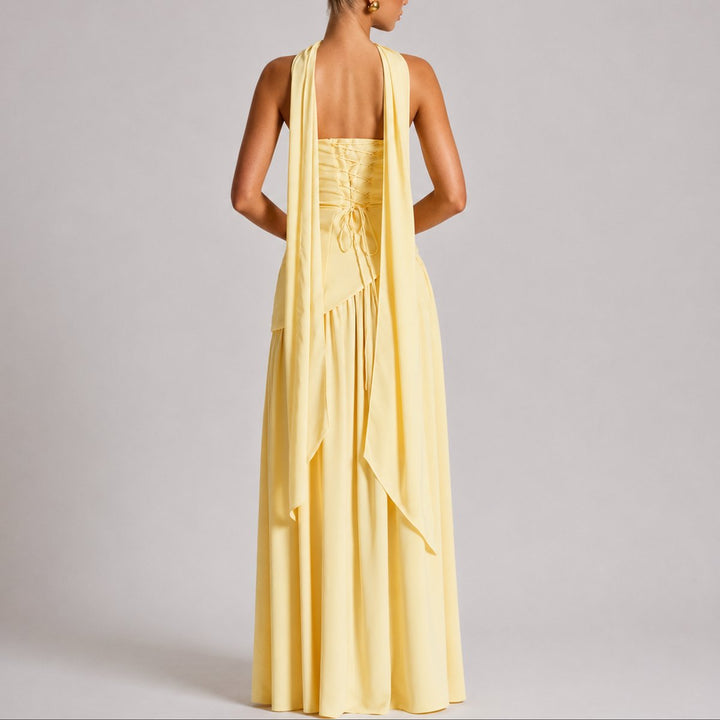 Women's Strapless Split-Skirt Maxi Wedding Guest Dress (2)