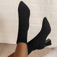 Freya | Women's Stretch Knit Ankle Boots with Block Heel