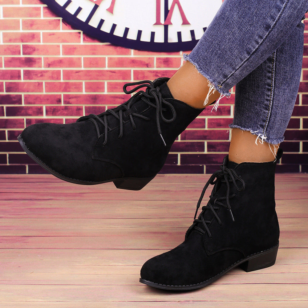 Women's Structured Black Ankle Boots & Block Heel (2)