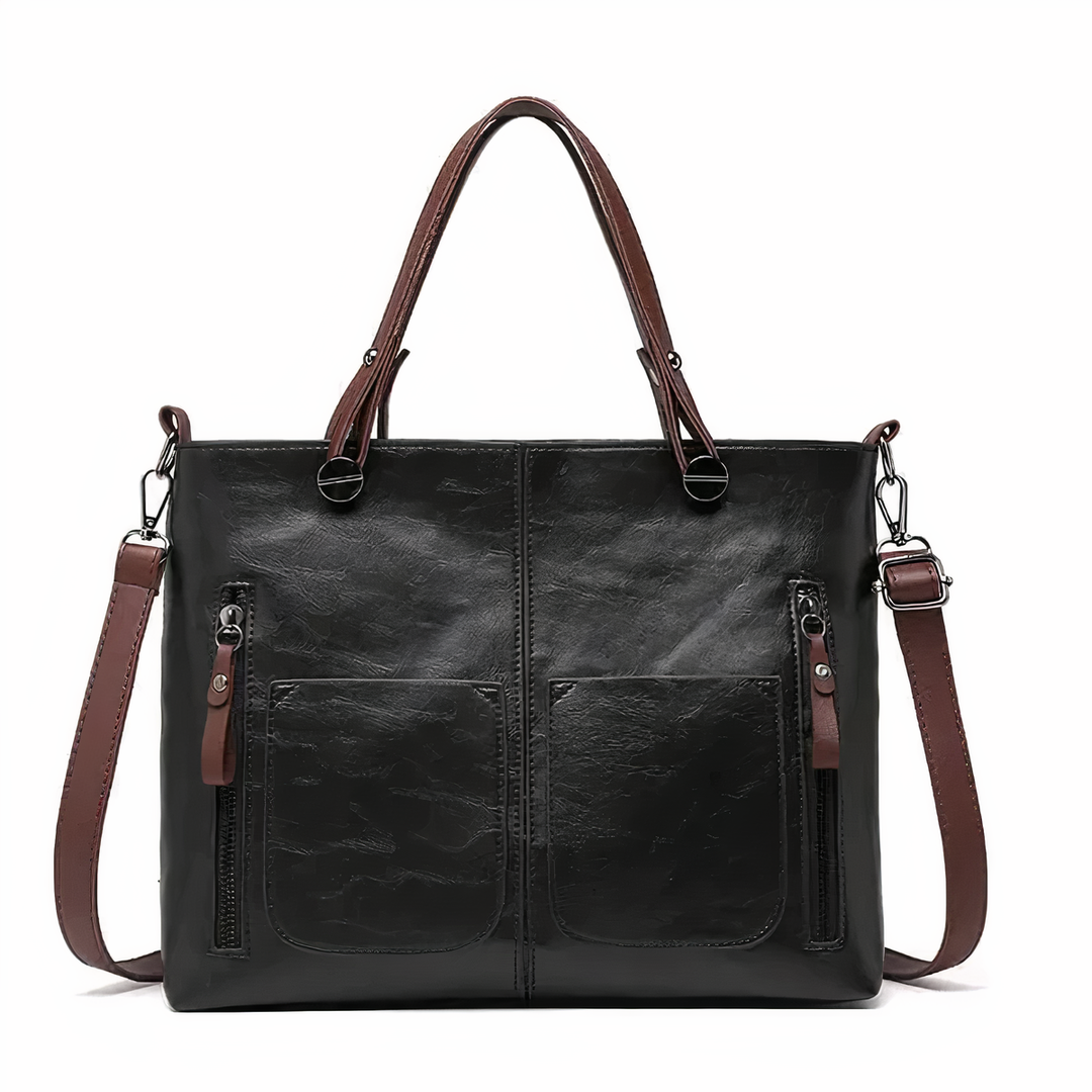 Women's Structured Crossbody Bag with Pockets in Black