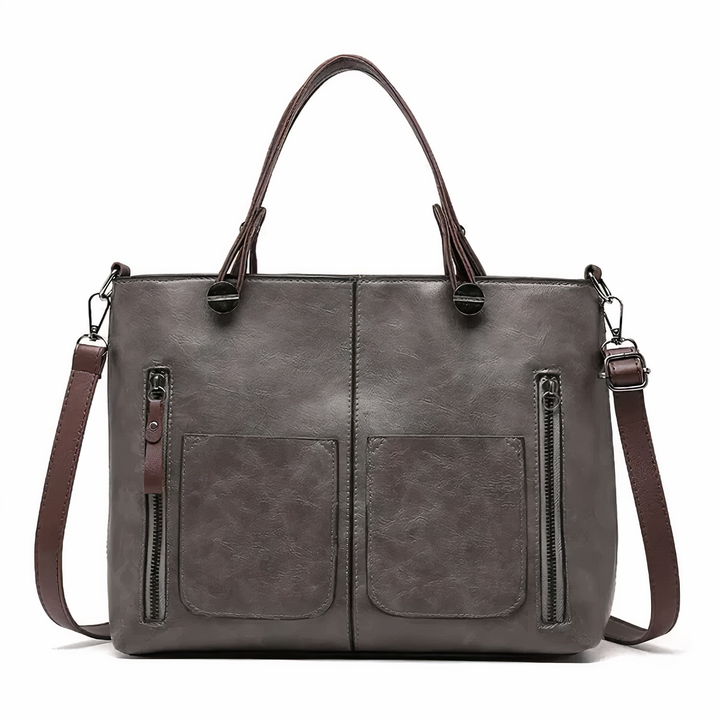Women's Structured Crossbody Bag with Pockets in Grey