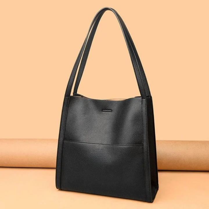 Women's Structured Leather Tote Bag for Work in Brown 2