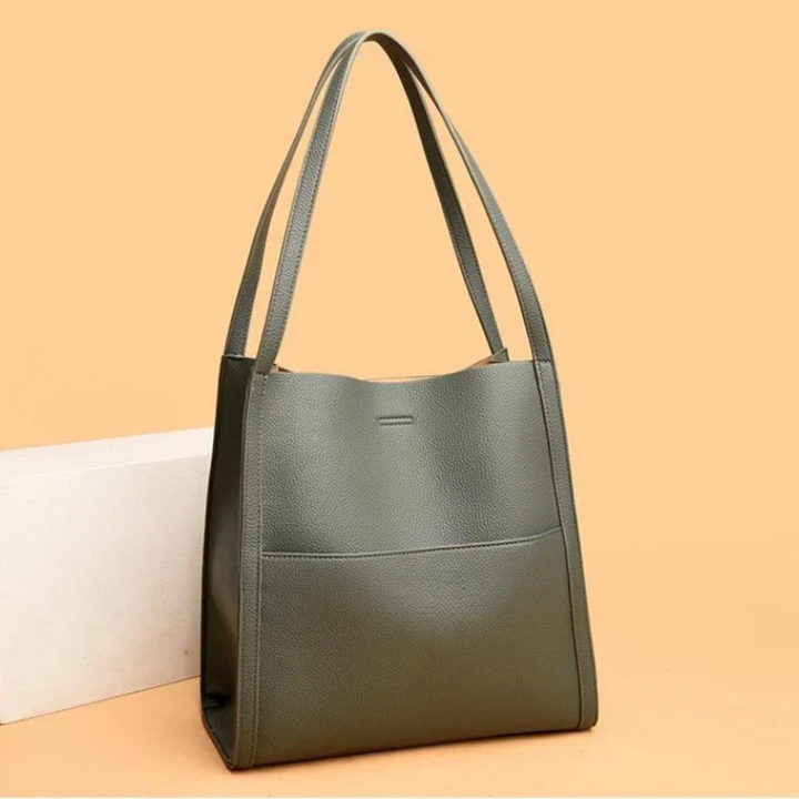 Women's Structured Leather Tote Bag for Work in Brown 3