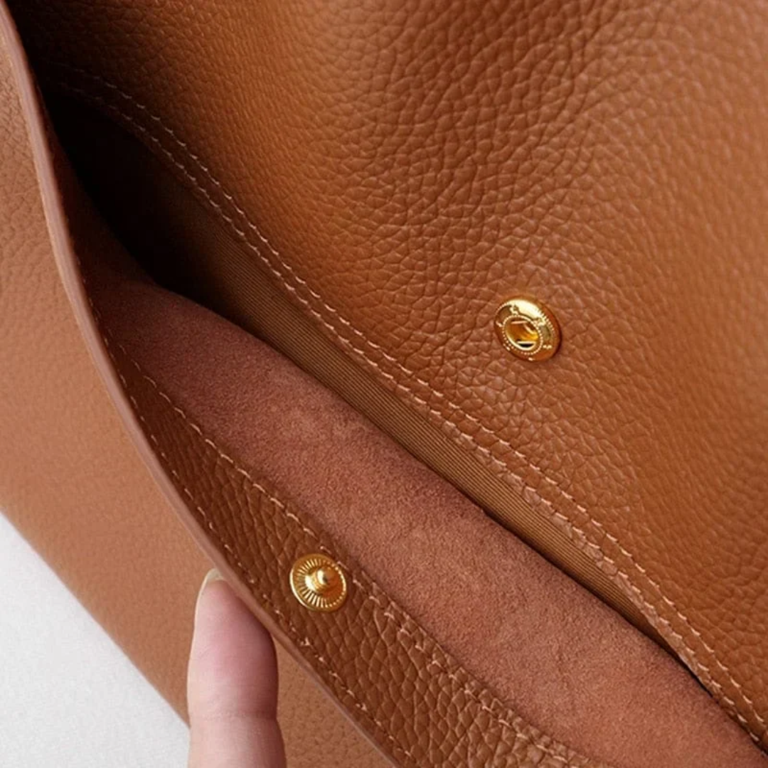 Women's Structured Leather Tote Bag for Work in Brown 4