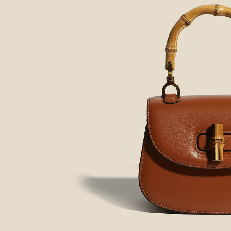 Women's Structured Leather Tote Bag with Bamboo Accents (6)
