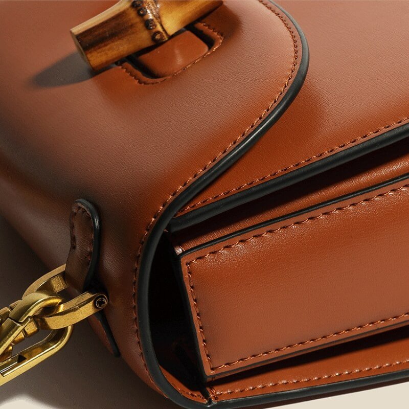 Women's Structured Leather Tote Bag with Bamboo Accents (7)