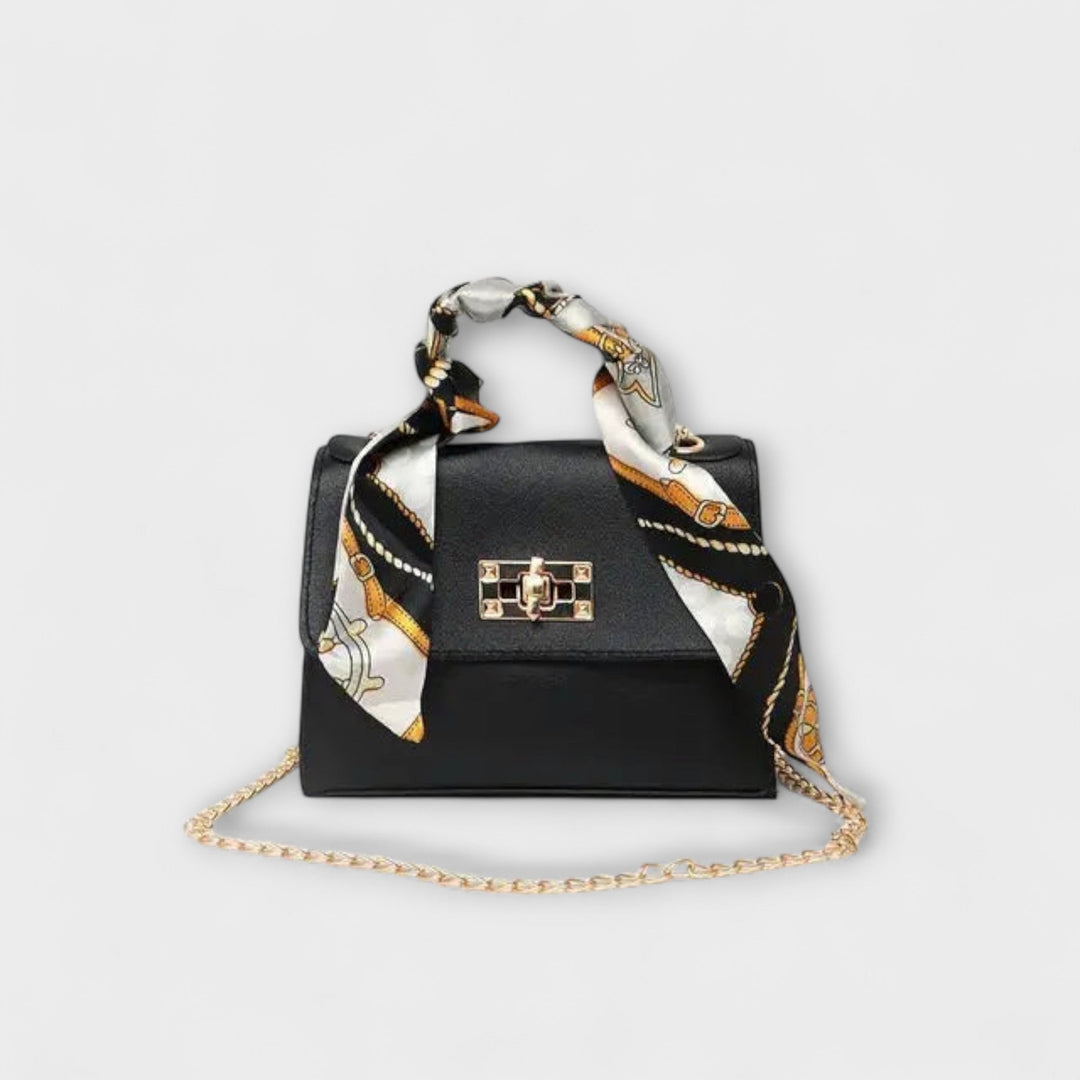 Women's Structured Tote Bag with Chain Strap in Black