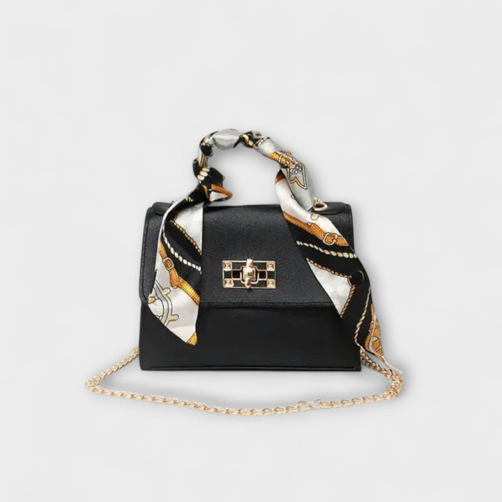 Women's Structured Tote Bag with Chain Strap in Black