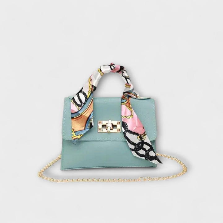 Women's Structured Tote Bag with Chain Strap in Blue