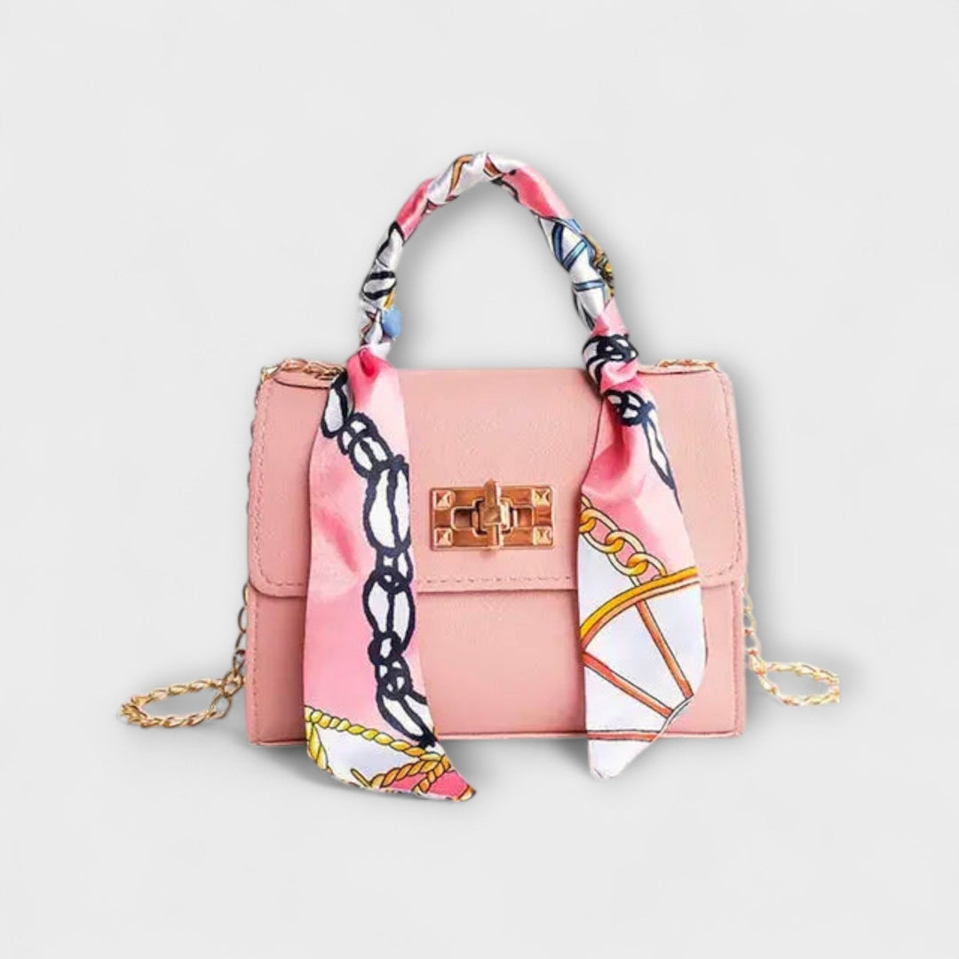 Women's Structured Tote Bag with Chain Strap in Pink