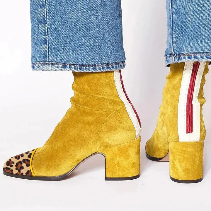 Women's Suede Cowboy Boots with Block Heel (4)