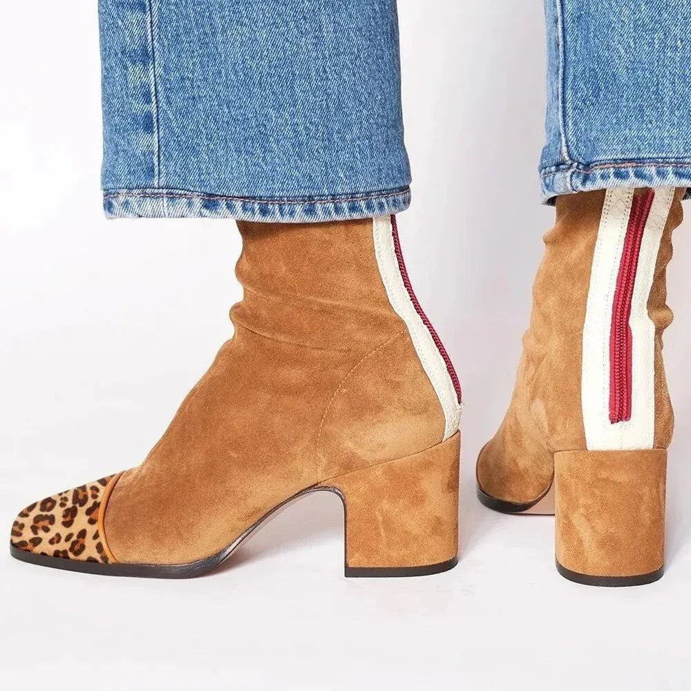 Women's Suede Cowboy Boots with Block Heel (6)