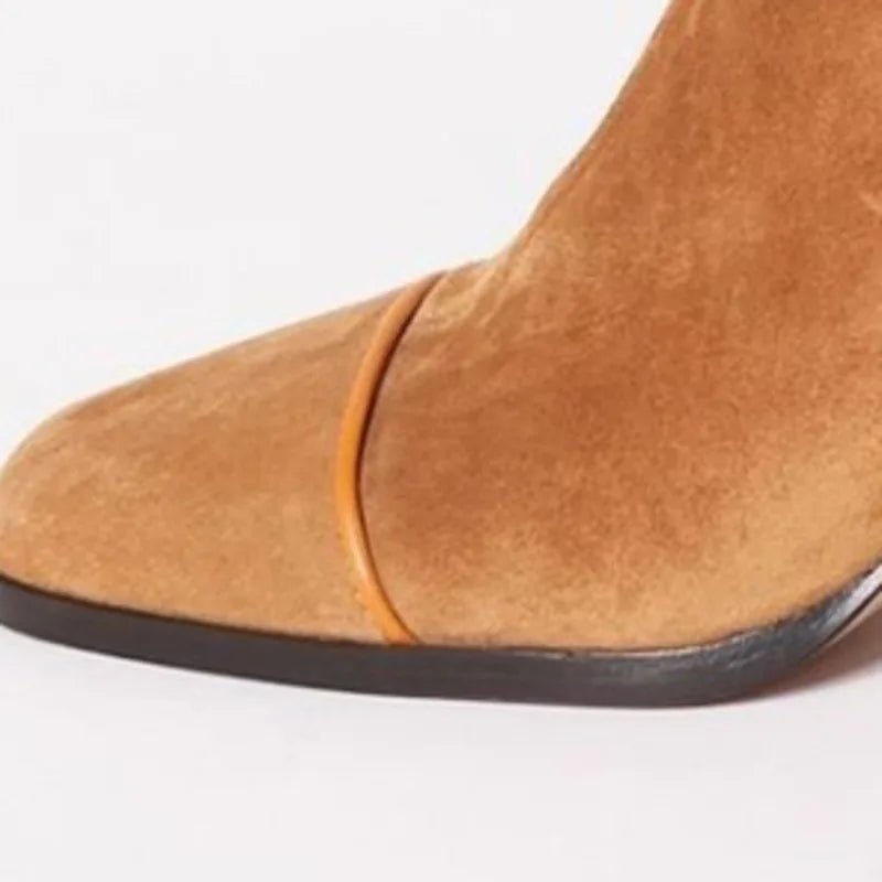 Women's Suede Cowboy Boots with Block Heel (7)