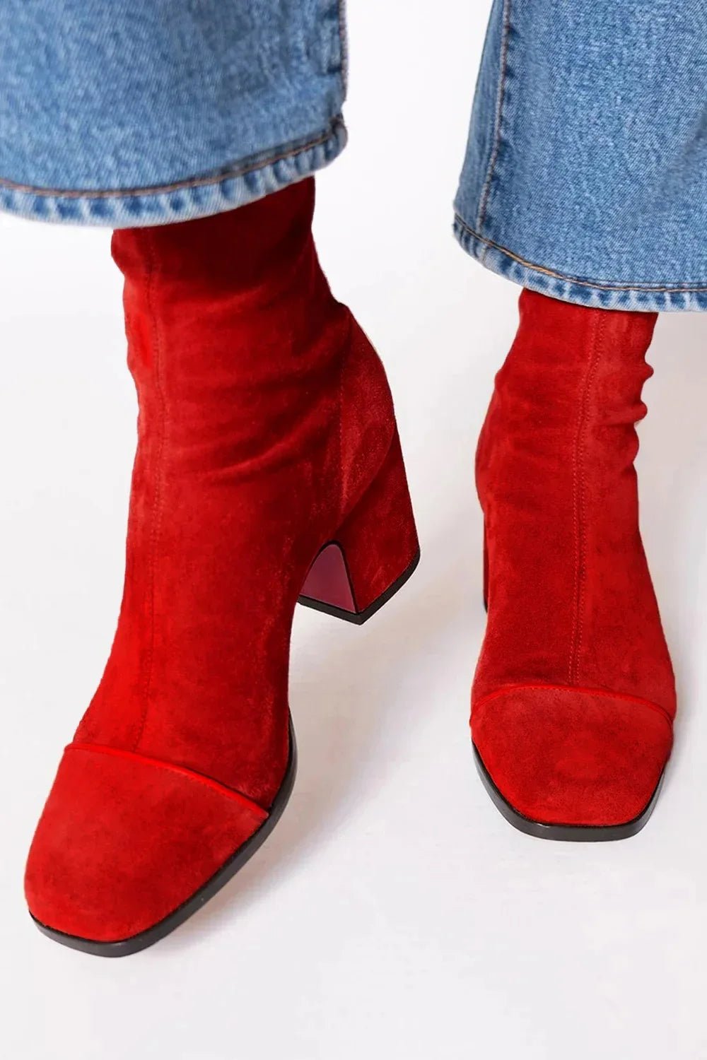 Women's Suede Cowboy Boots with Block Heel (9)
