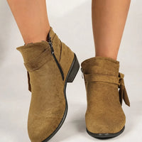 Elsie | Women's Suede-Like Pointed Ankle Boots with Block Heel
