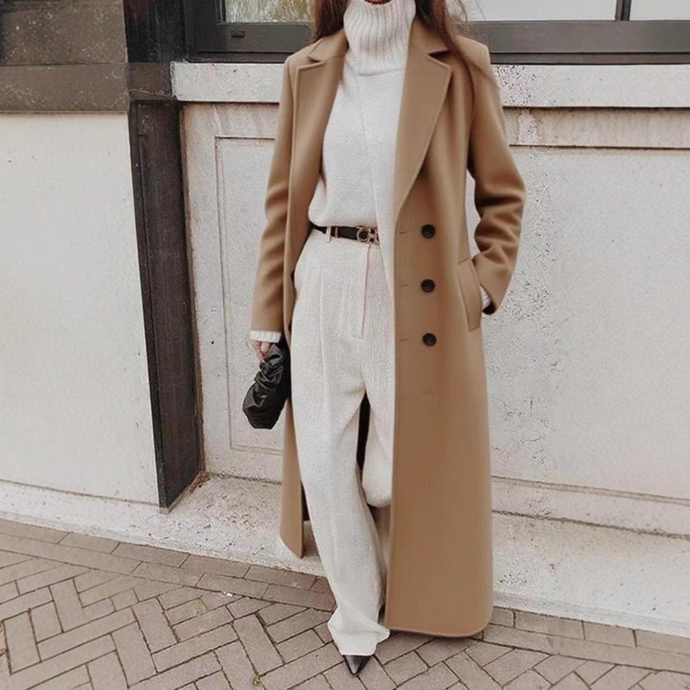 Women's Tailored Longline Coat with Pockets (2)