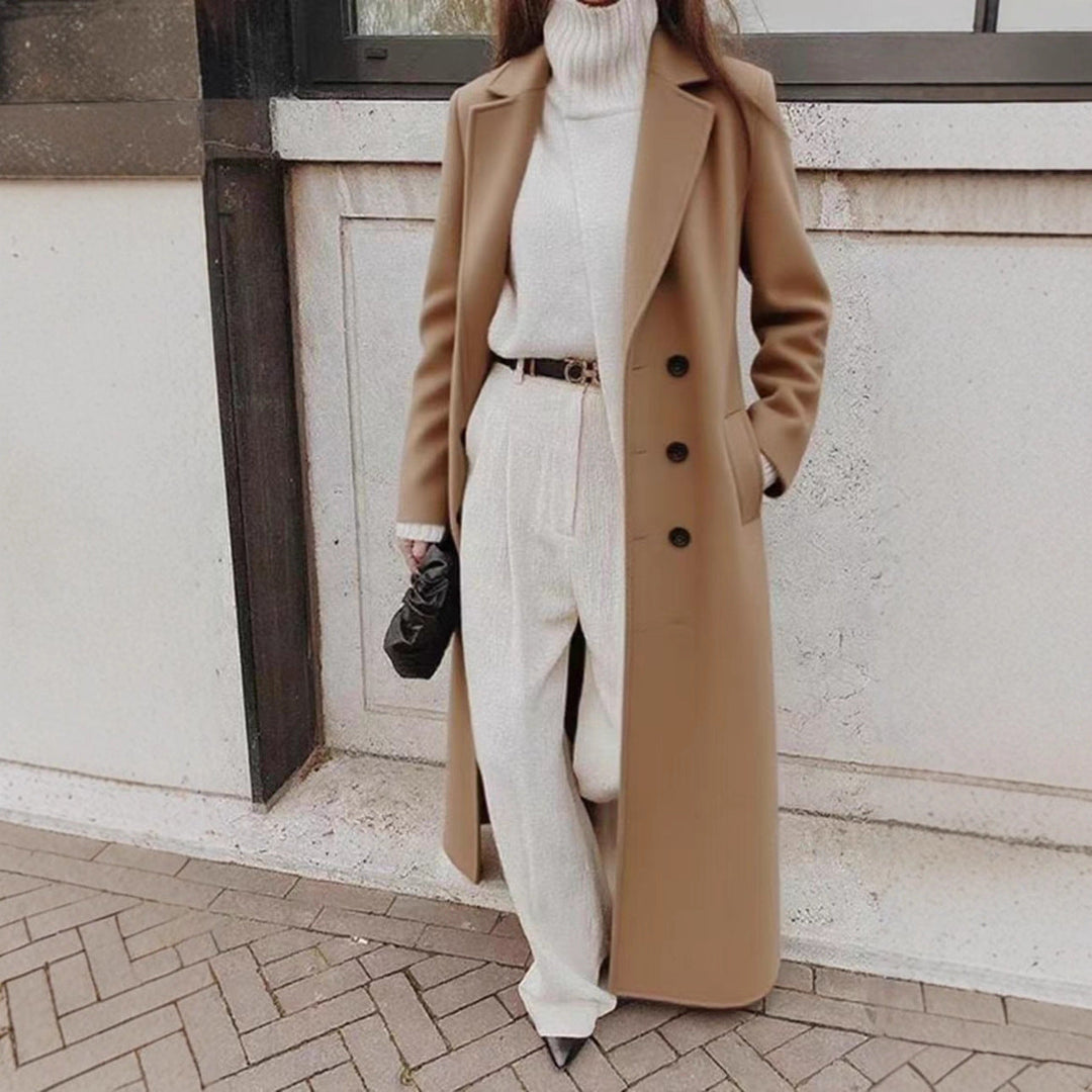Women's Tailored Longline Coat with Pockets (2)