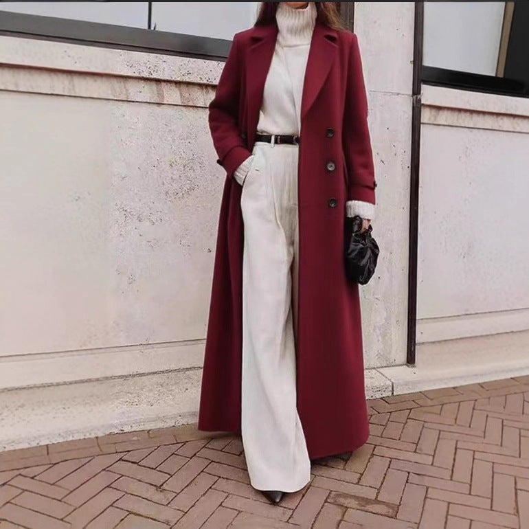 Women's Tailored Longline Coat with Pockets (4)