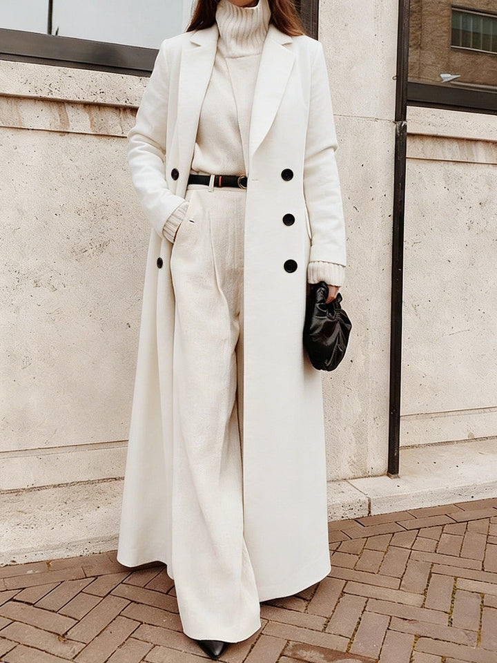 Women's Tailored Longline Coat with Pockets in White