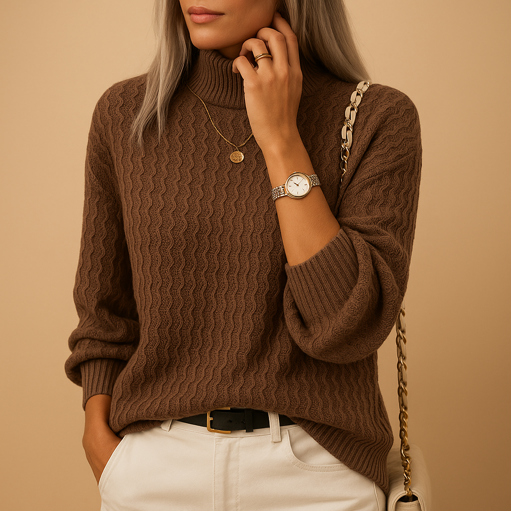 Women's Textured Jumper Dress for Smart Casual in Dark Brown