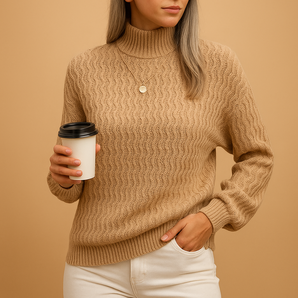 Women's Textured Jumper Dress for Smart Casual in Light Brown