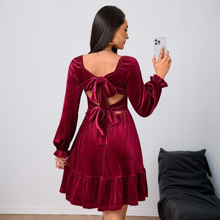 Women's Tiered Velvet Mini Party Dress (4)